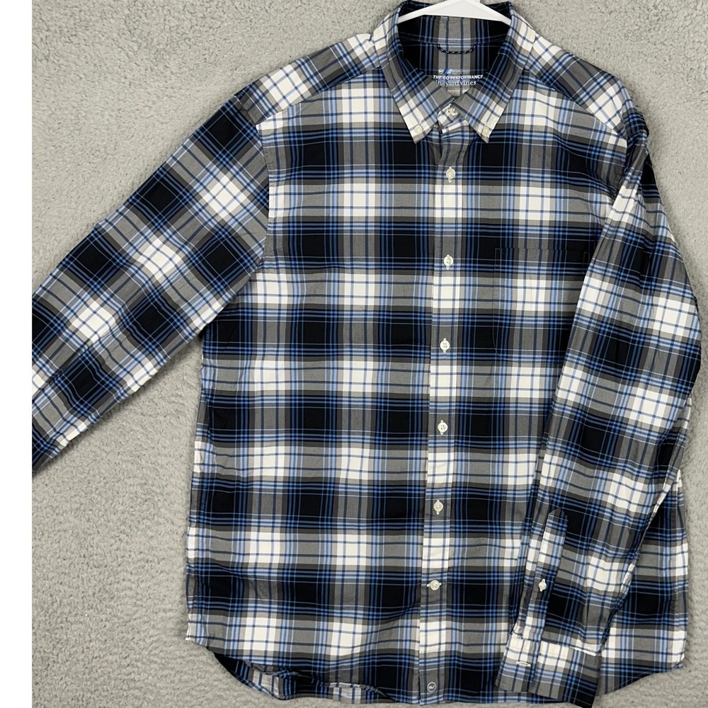 Vineyard Vines Mens Shirt Men Large Blue On The Go Performance Plaid Button Down